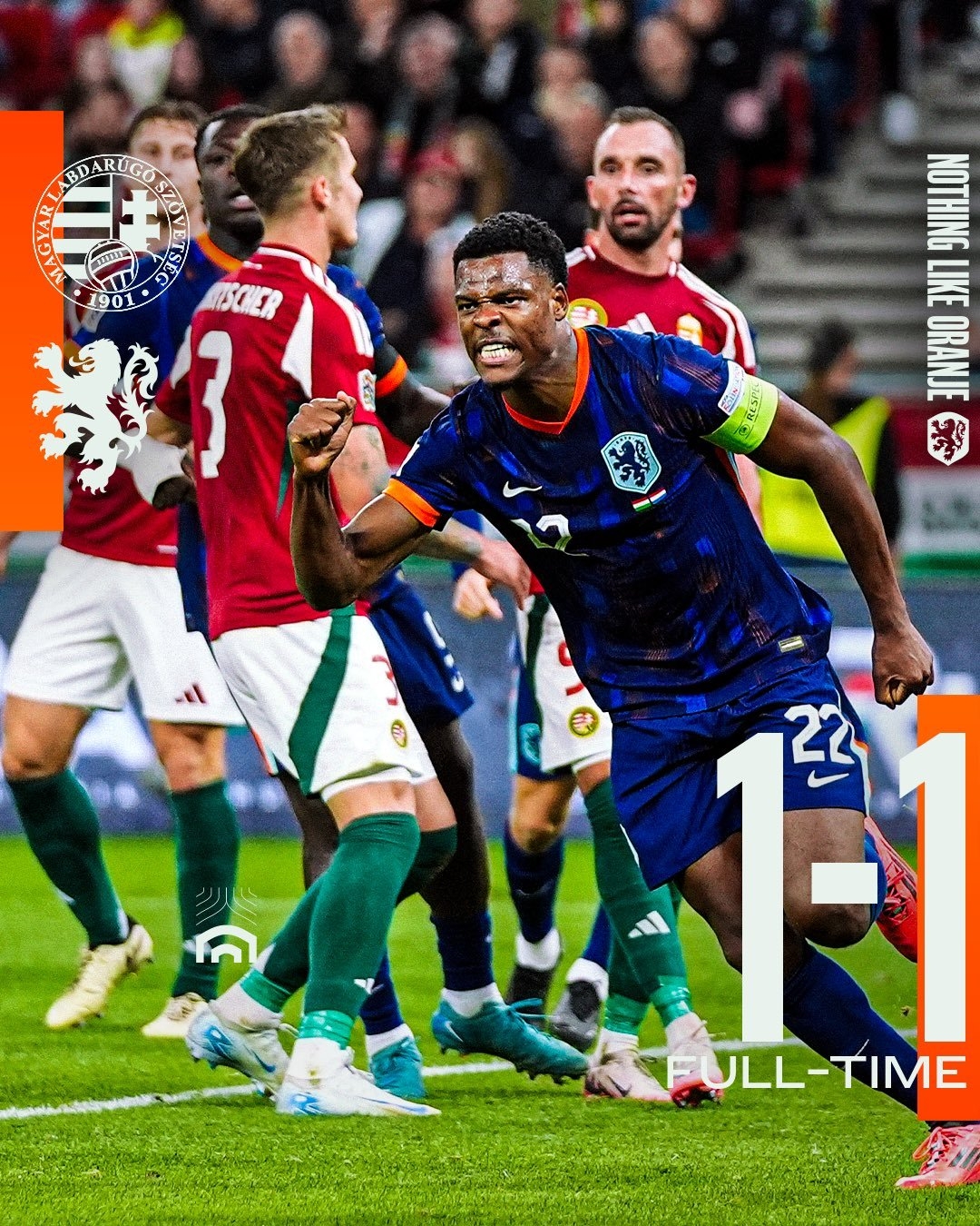 1-1战平对手！荷兰对匈牙利的9连胜告终，时间跨度将近40年