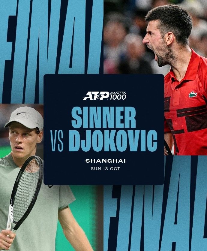 🎾ATP上海站男单决赛:辛纳首盘抢七成功 1-0领先德约科维奇